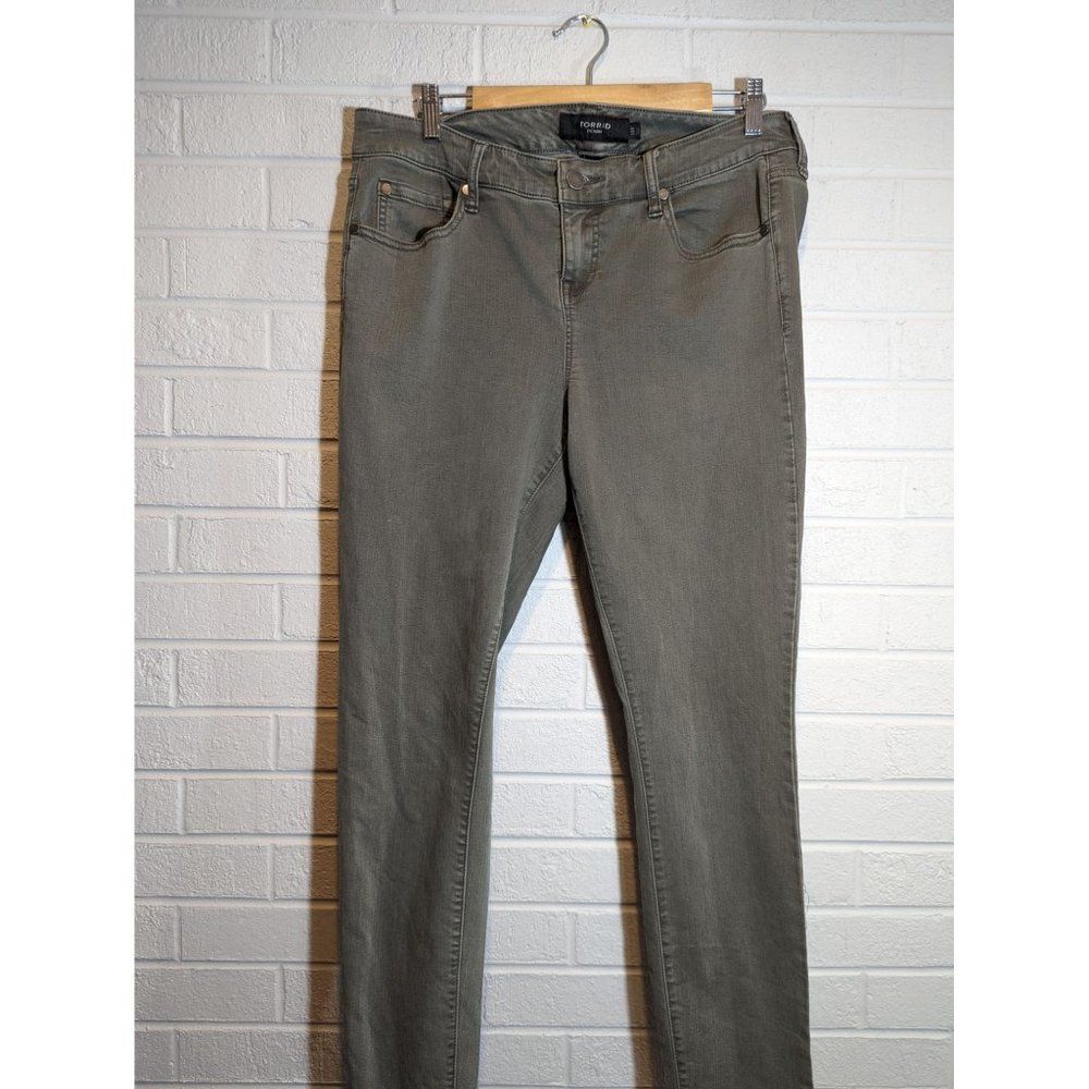 Torrid Jeans‎ Women Sz 14R Gray Green Denim Mid Rise Slim Fit Pants